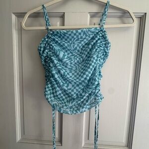 Women’s Small Slightly Cropped Blue Checkered Tank Top